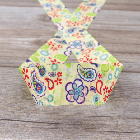 Лента репсовая SAFISA с рисунком, 39 мм, 15 м, цвет 01, белый. Арт 25310-39мм-01