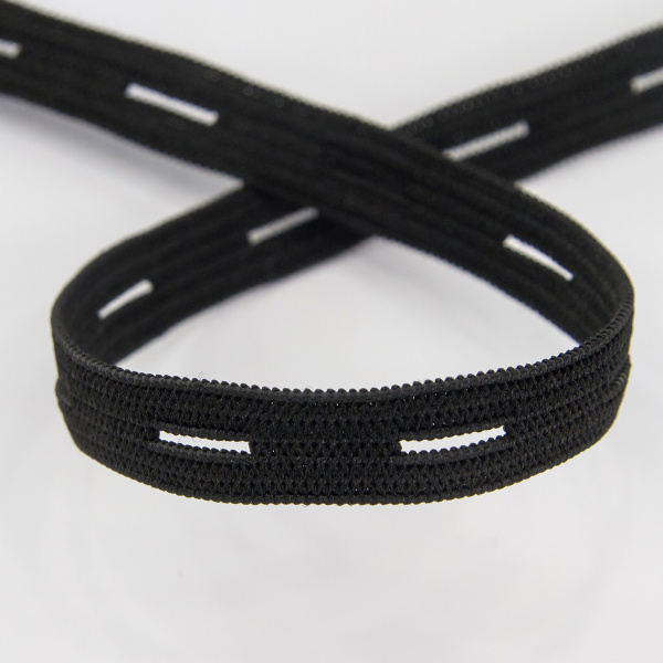 Резинка перфорированная, 9 мм, цвет черный. Арт 854128206P7001          