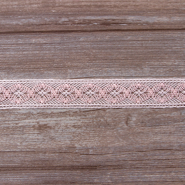 Мерсеризованное хлопковое кружево, 35 мм, цвет розовый. Арт 2223/06