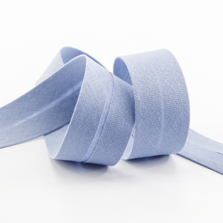 Косая бейка хлопок, 20 мм, 25 м, цвет 65, цвет голубой. Арт 6600-20мм-65