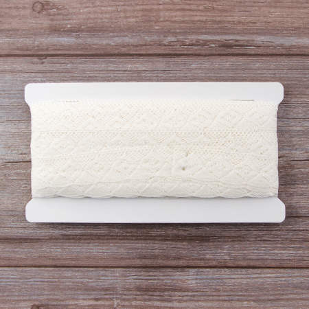 Мерсеризованное хлопковое кружево, 25 мм, цвет шампань. Арт 2023/72