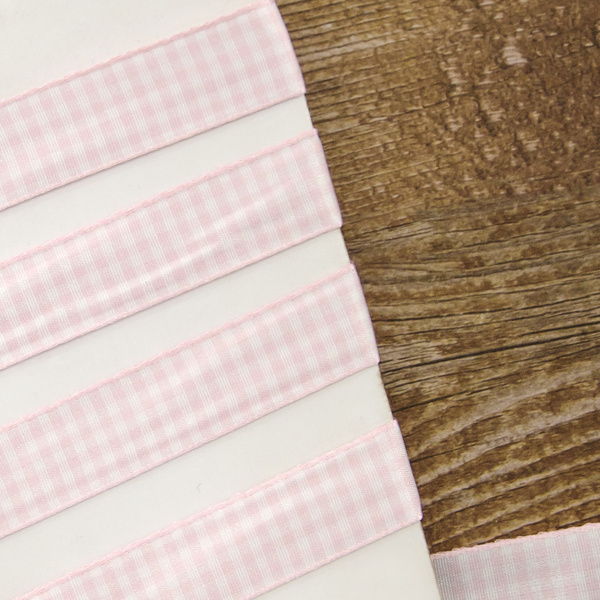 Лента с рисунком клетка SAFISA, 15 мм, 25 м, цвет 05, розовый. Арт 466-15мм-05             