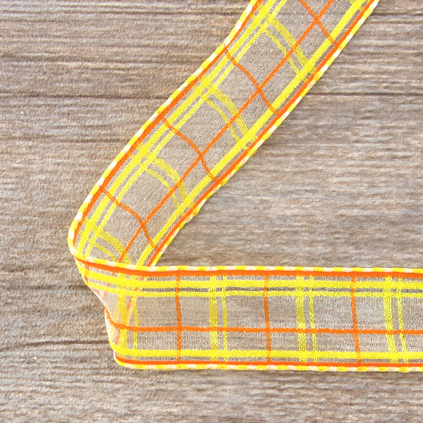 Лента органза с рисунком с проволокой по краю SAFISA, 25 мм, 15 м, цвет 32. Арт 25308-25мм-32