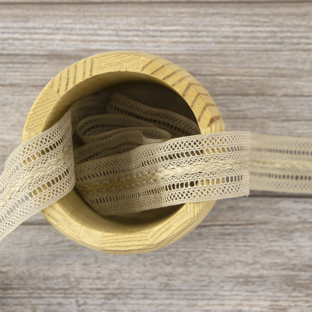 Мерсеризованное хлопковое кружево, 26 мм, цвет бежевый. Арт 2178/27