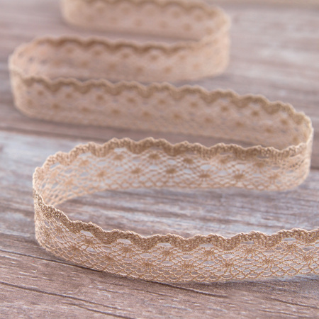 Мерсеризованное хлопковое кружево, 20 мм, цвет серо-бежевый. Арт 2019/27