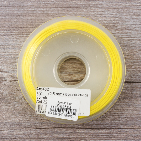 Шнур атласный SAFISA 2 мм, 25 м, цвет 32, желтый. Арт 462-32                  