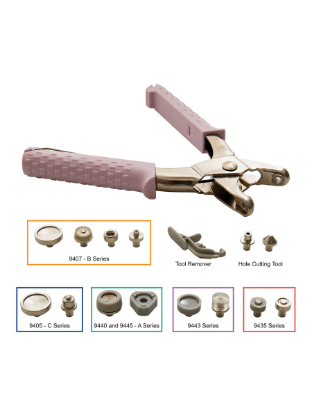 Набор инструментов для установки люверсов и кнопок "5 в 1". Арт 9442974