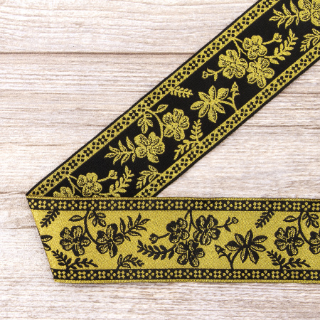 Лента жаккард с люрексом SAFISA, 50 мм, 15 м, цвет 01. Арт 9089-50мм-01            