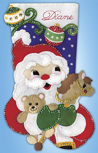 Набор для вышивания сапожка для подарков "Санта с игрушками"