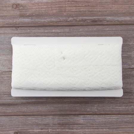 Мерсеризованное хлопковое кружево, 35 мм, цвет белый. Арт 2046/01