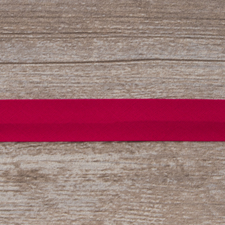 Косая бейка хлопок/полиэстер 20 мм, 25 м, цвет 124, малиновый. Арт 6120-20мм-124           