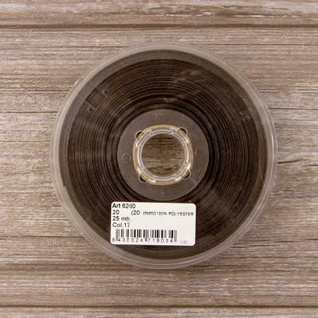 Косая бейка атласная 20 мм, 25 м, цвет 17, темно-коричневый. Арт 6260-20мм-17            