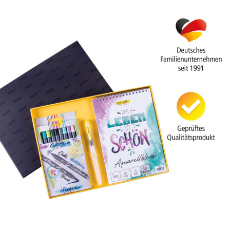 Набор для скетчинга и акварели "Aquarell Set" с лайнерами и аква-кистью, 13 предметов. Арт 70040