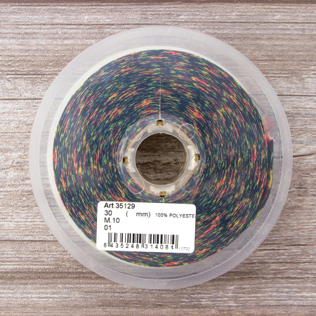 Тесьма ременная декоративная, 30 мм, цвет черный с узором, 10 м. Арт 35129-30мм