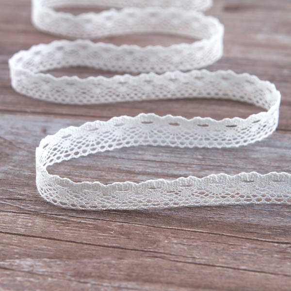 Мерсеризованное хлопковое кружево, 13 мм, цвет белый. Арт 2059/01