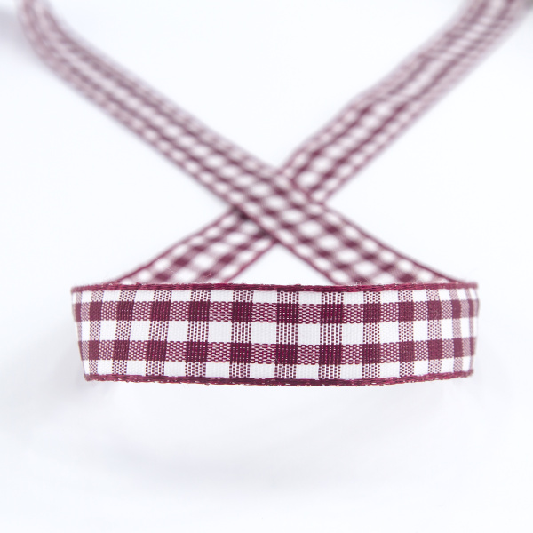 Лента с рисунком клетка SAFISA, 16(18) мм, 25 м, цвет 30, бордо. Арт 469-16мм-30             