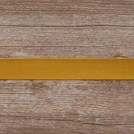 Косая бейка атласная 20 мм, 25 м, цвет 37, горчица. Арт 6260-20мм-37            
