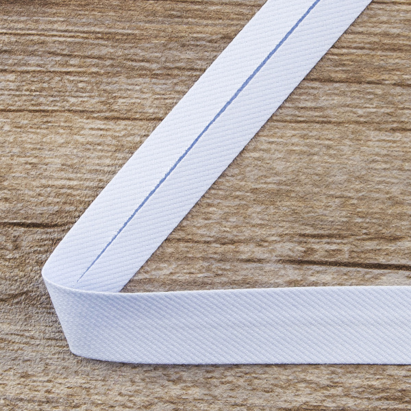 Косая бейка хлопок/полиэстер, 20 мм, 20 м, цвет 51, бледно-голубой. Арт 6470-20мм-51