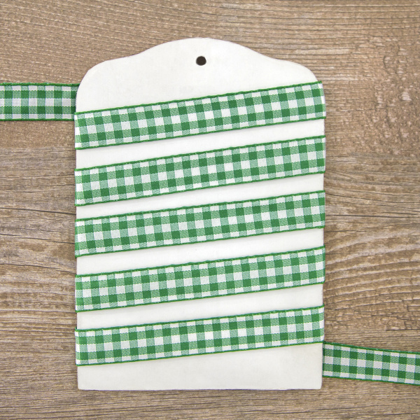 Лента с рисунком клетка SAFISA, 16(18) мм, 25 м, цвет 25, зеленый. Арт 469-16мм-25             