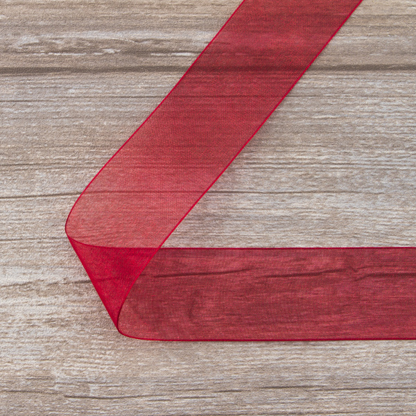 Лента органза SAFISA мини-рулон, 39 мм, 2 м, цвет 14, красный. Арт P00520-39мм-14          