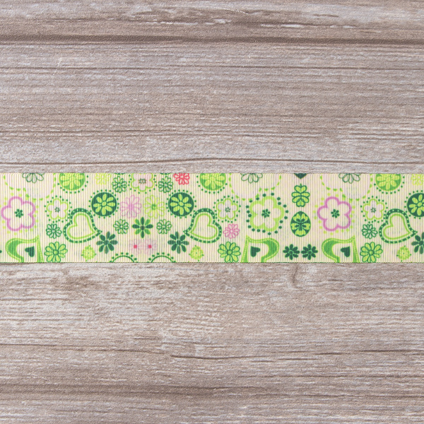 Лента репсовая SAFISA с рисунком, 39 мм, 15 м, цвет 01, белый. Арт 25311-39мм-01