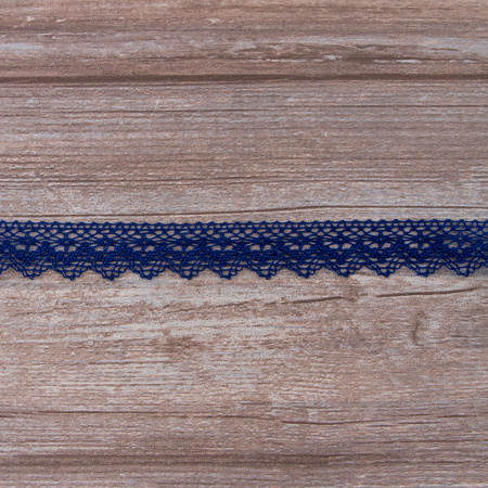 Мерсеризованное хлопковое кружево, 25 мм, цвет синий. Арт 3207/10                 