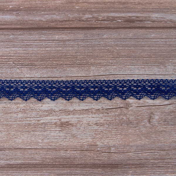 Мерсеризованное хлопковое кружево, 25 мм, цвет синий. Арт 3207/10                 