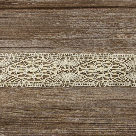 Мерсеризованное хлопковое кружево, 50 мм, цвет экрю. Арт 2219/02