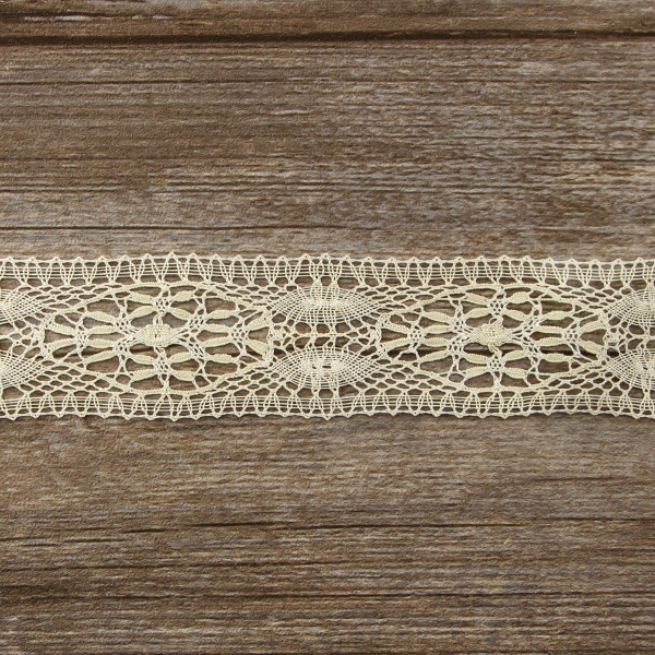 Мерсеризованное хлопковое кружево, 50 мм, цвет экрю. Арт 2219/02