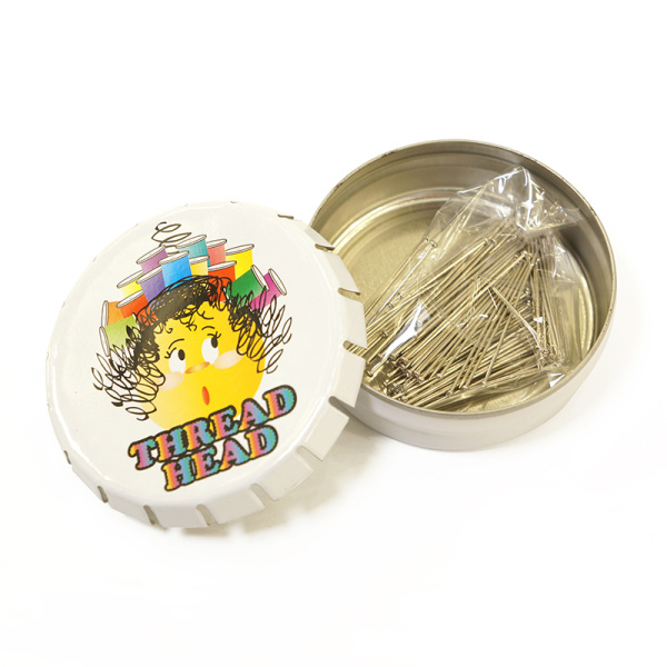 Булавки - гвоздики "WACKY PIN TIN" в жестяных круглых коробочках. Арт PT.PINSTINS.DB/1