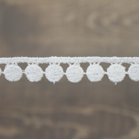 Кружево гипюр, 12 мм, цвет белый, 100% полиэстер, 4,5 м. Арт G-4634.212