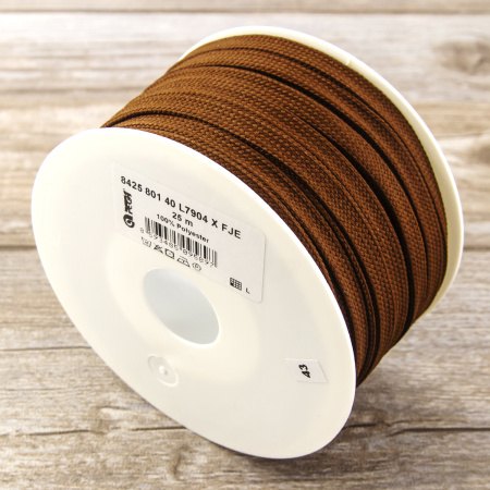 Шнур PEGA плоский, полиэстровый, цвет коричневый, 10 мм. Арт 842580140L7904