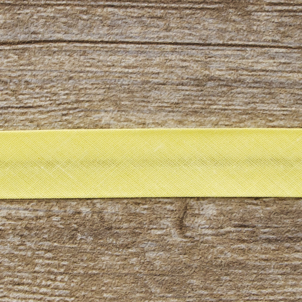 Косая бейка хлопок/полиэстер 20 мм, 25 м, цвет 09, светло-желтый. Арт 6120-20мм-09            