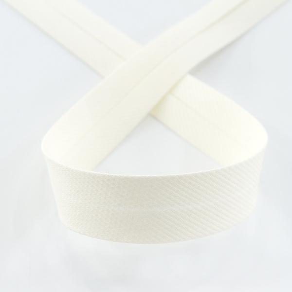 Косая бейка хлопок/полиэстер, 20 мм, 20 м, цвет 56, кремовый. Арт 6470-20мм-56