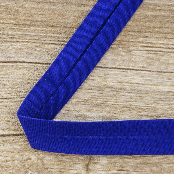 Косая бейка хлопок/полиэстер 20 мм, 25 м, цвет 13, синий. Арт 6120-20мм-13            