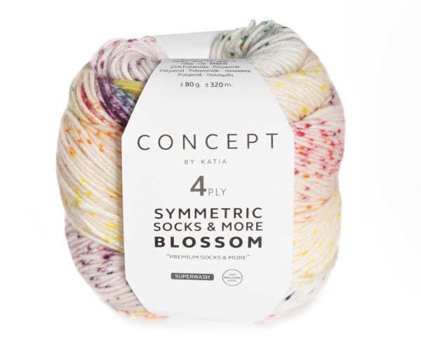 Пряжа Symmetric Blossom Socks & More, 75% меринос супервош, 25% полиамид, 80 г, 320 м. Арт 1392.65