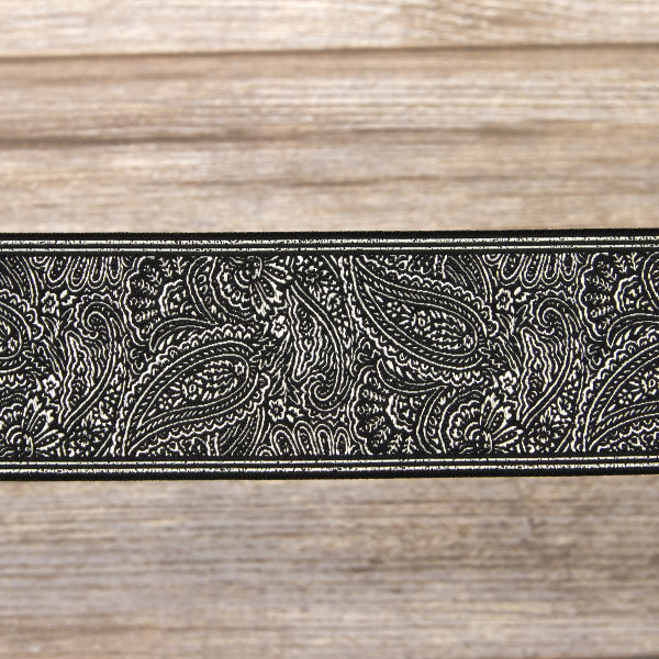 Лента жаккард с люрексом SAFISA, 50 мм, 15 м, цвет 102, черный/серебряный. Арт 9219-50мм-102