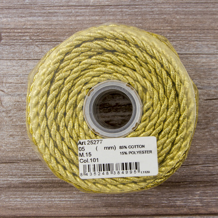 Шнур металлизированный SPIRAL ( SAFISA), арт.25277-1 мм, 15 м, цвет 101, золотой. Арт 25277-1мм-101