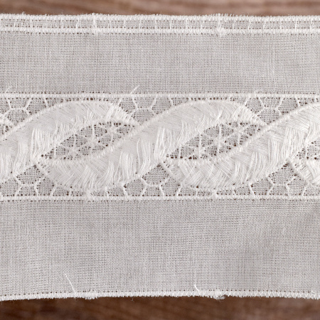 Шитье-вышивка на батисте, прошва, 60 мм, цвет белый. Арт 37250/B