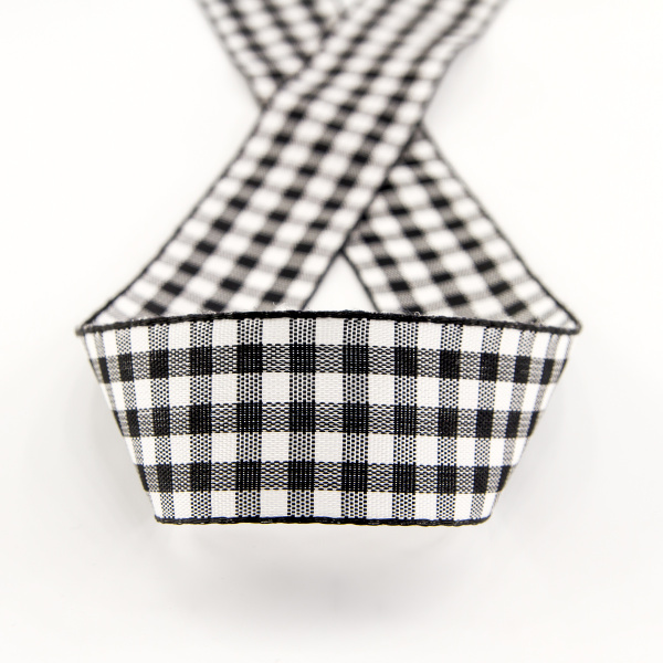 Лента с рисунком клетка SAFISA, 25 мм, 25 м, цвет 01, черный. Арт 469-25мм-01             