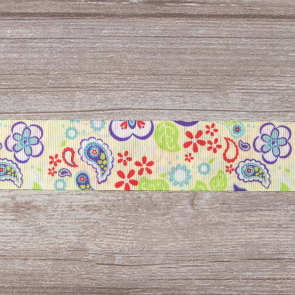 Лента репсовая SAFISA с рисунком, 39 мм, 15 м, цвет 01, белый. Арт 25310-39мм-01