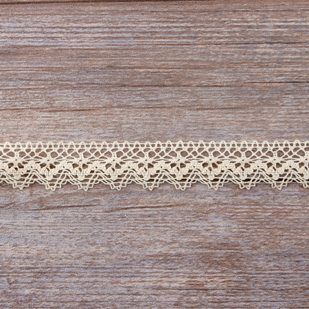 Мерсеризованное хлопковое кружево, 25 мм, цвет сливочный. Арт 3207/02                 