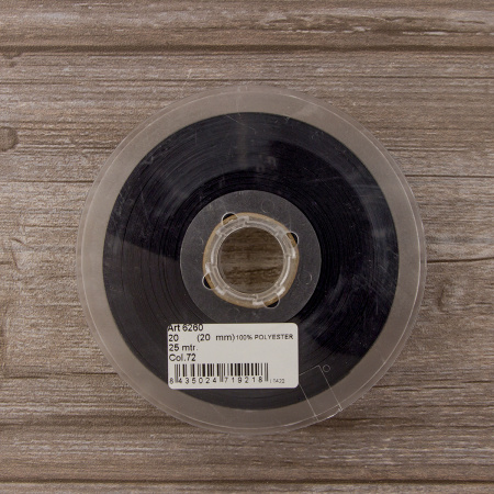 Косая бейка атласная 20 мм, 25 м, цвет 72, черно-синий. Арт 6260-20мм-72            