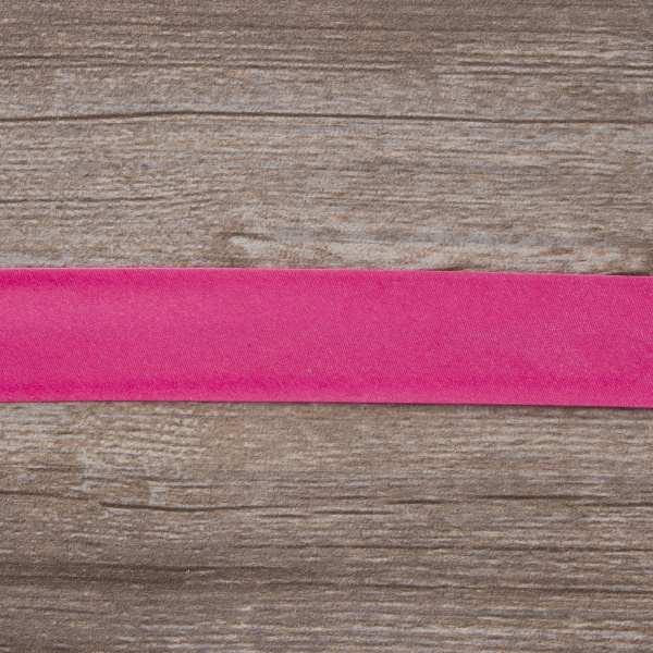 Косая бейка атласная 30 мм, 25 м, цвет 142, ярко-розовый. Арт 6260-30мм-142            