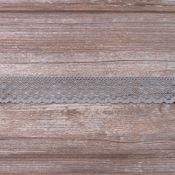 Мерсеризованное хлопковое кружево, 30 мм, цвет серый. Арт 2021/W3