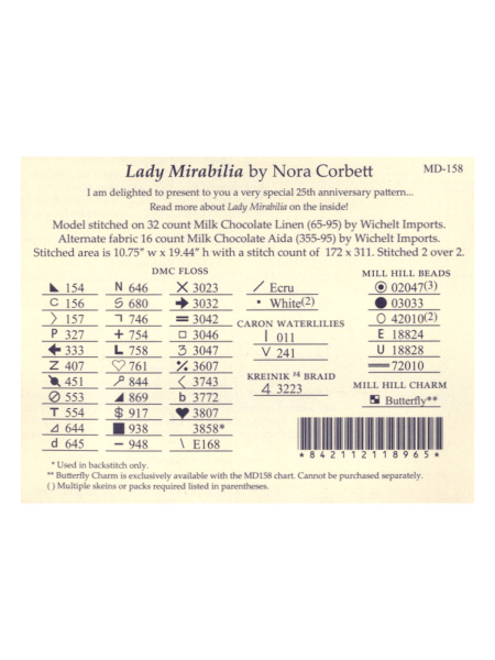 Схема для вышивания MIRABILIA "Леди Мирабалия". Арт MD158