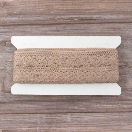 Мерсеризованное хлопковое кружево, 30 мм, цвет серо-бежевый. Арт 2025/27