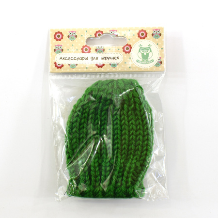 Шапка для игрушек вязаная 8 см, цв. зелёный		. Арт 26670
