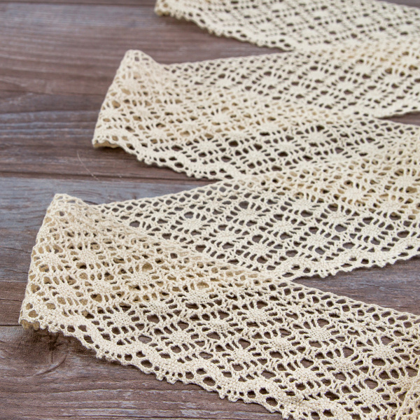 Мерсеризованное хлопковое кружево, 80 мм, цвет экрю. Арт 2231/58