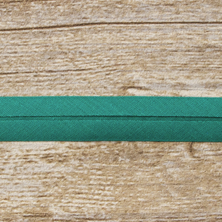 Косая бейка хлопок/полиэстер 20 мм, 25 м, цвет 76, цвет зеленой патины. Арт 6120-20мм-76            